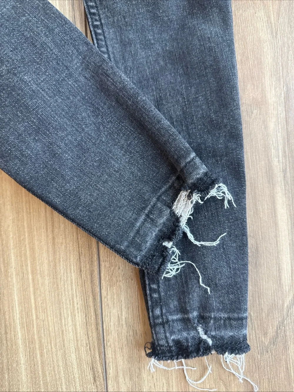Gap kids girls denim black stretch Jeggings size 8 EUC Raw Hem Adjustable Waist